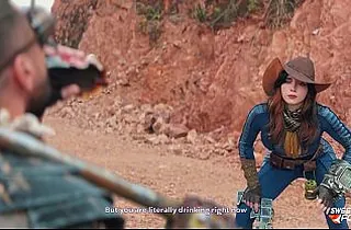 Beauty Fox & Ebony Bull costume play painless Fallout's Deepthroated & Pummeled be expeditious for a Sip of Water