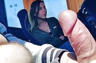 Teen stranger catching me and sucking my cock in a bus